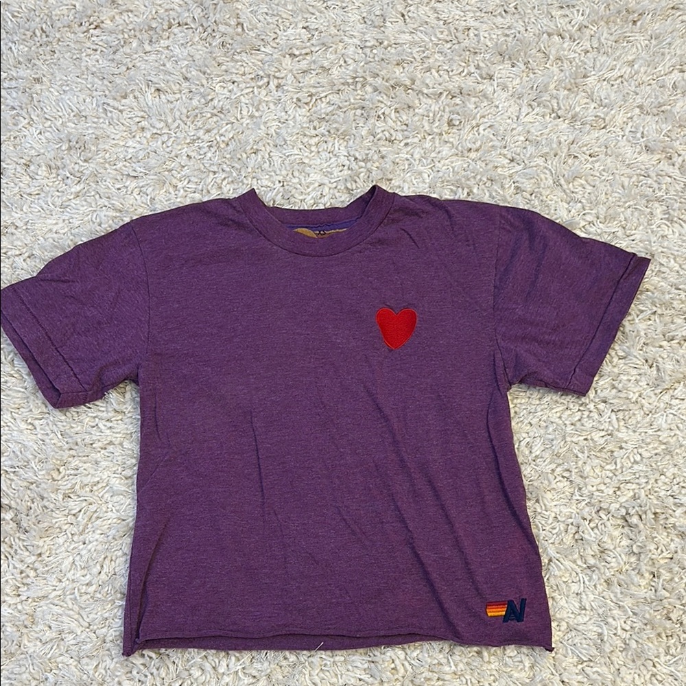 Aviator Nation Purple T-Shirt with Heart Patch